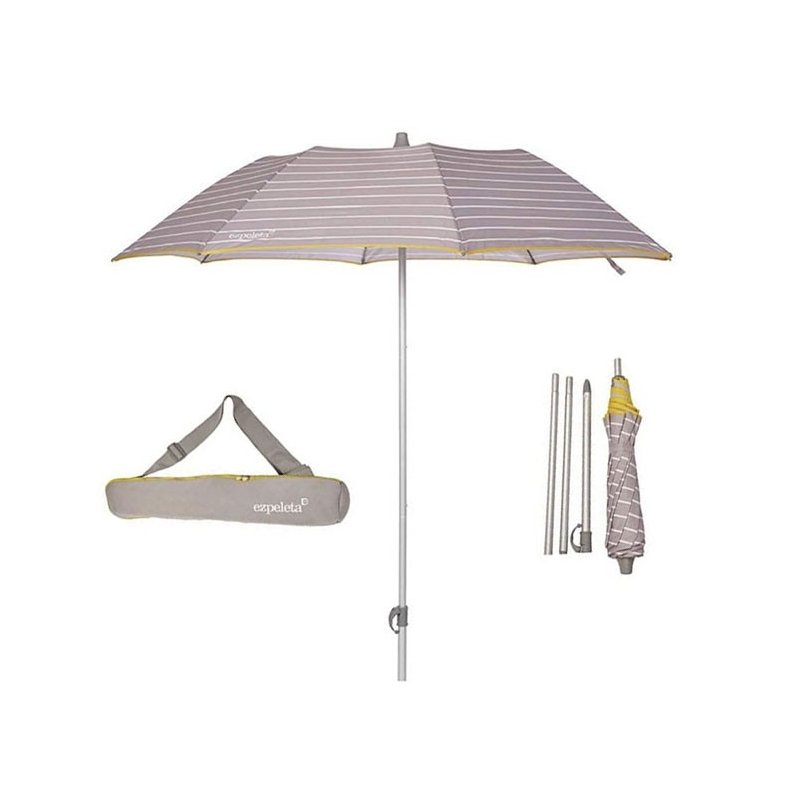Amarillo-Blanco Estampado Rayas/Marinero Manual con puño Curvo EZPELETA Sombrilla y Paraguas Largo de Mujer Protección Solar UPF 50+ 