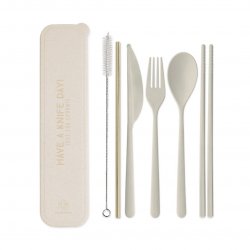 SET DE CUBIERTOS CON PAJITA...